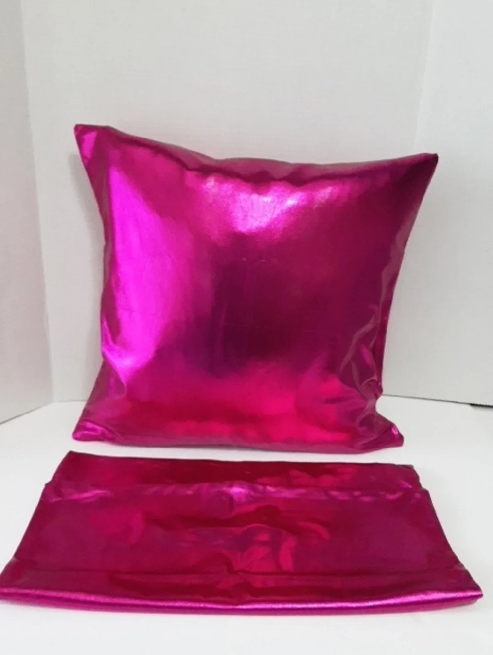 2 Metallic Hot Pink Throw Pillow Covers